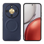 Honor X70 5G / X9d 5G / Magic8 Lite 5G-skal med kolfibertextur, läderbeläggning, TPU-PC-mobilskal med metallring för magnetiskt bilfäste