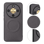 Honor X70 5G / X9d 5G / Magic8 Lite 5G-skal med kolfibertextur, läderbeläggning, TPU-PC-mobilskal med metallring för magnetiskt bilfäste