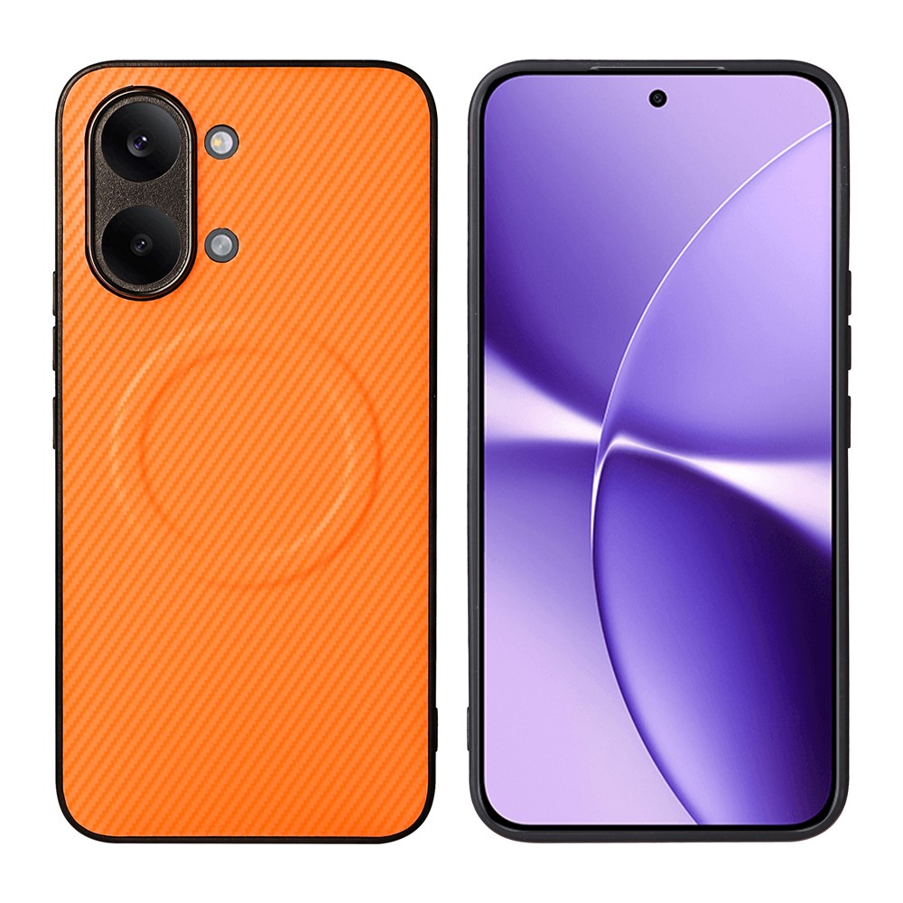 Xiaomi Poco X8 Pro Max 5G / Redmi Turbo 5 Max 5G-skal med kolfiberstruktur, läderbeläggning, TPU PC-mobilskal med metallring för magnetiskt bilfäste