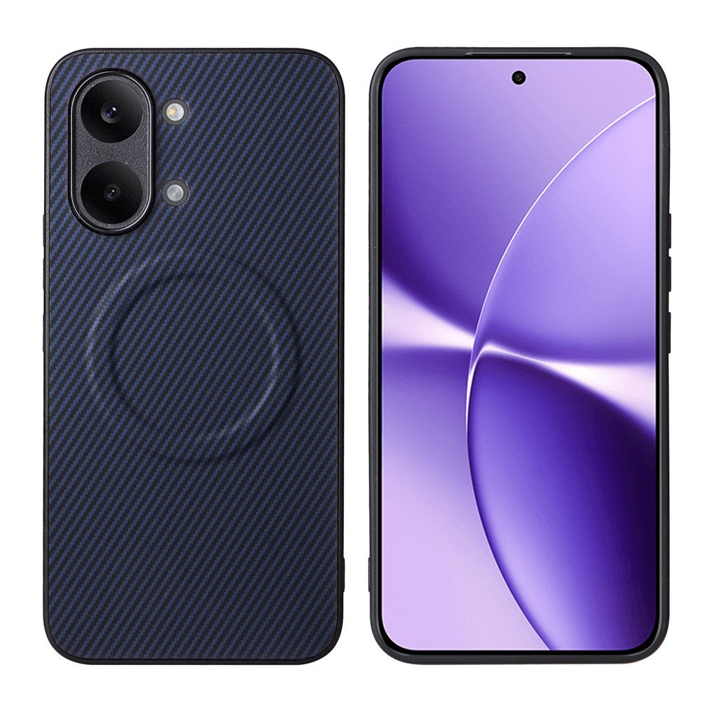 Xiaomi Poco X8 Pro Max 5G / Redmi Turbo 5 Max 5G-skal med kolfiberstruktur, läderbeläggning, TPU PC-mobilskal med metallring för magnetiskt bilfäste