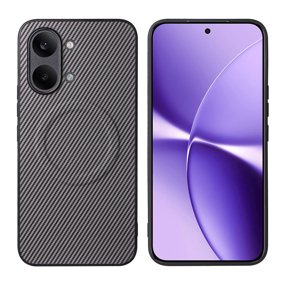 Xiaomi Poco X8 Pro Max 5G / Redmi Turbo 5 Max 5G-skal med kolfiberstruktur, läderbeläggning, TPU PC-mobilskal med metallring för magnetiskt bilfäste