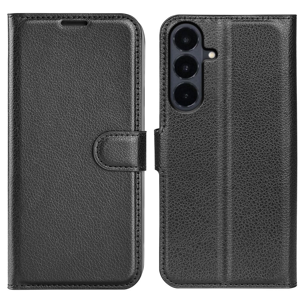 Til Samsung Galaxy S26 FE Coverpung Stativ Litchi Tekstur Stødsikkert Læder Telefoncover