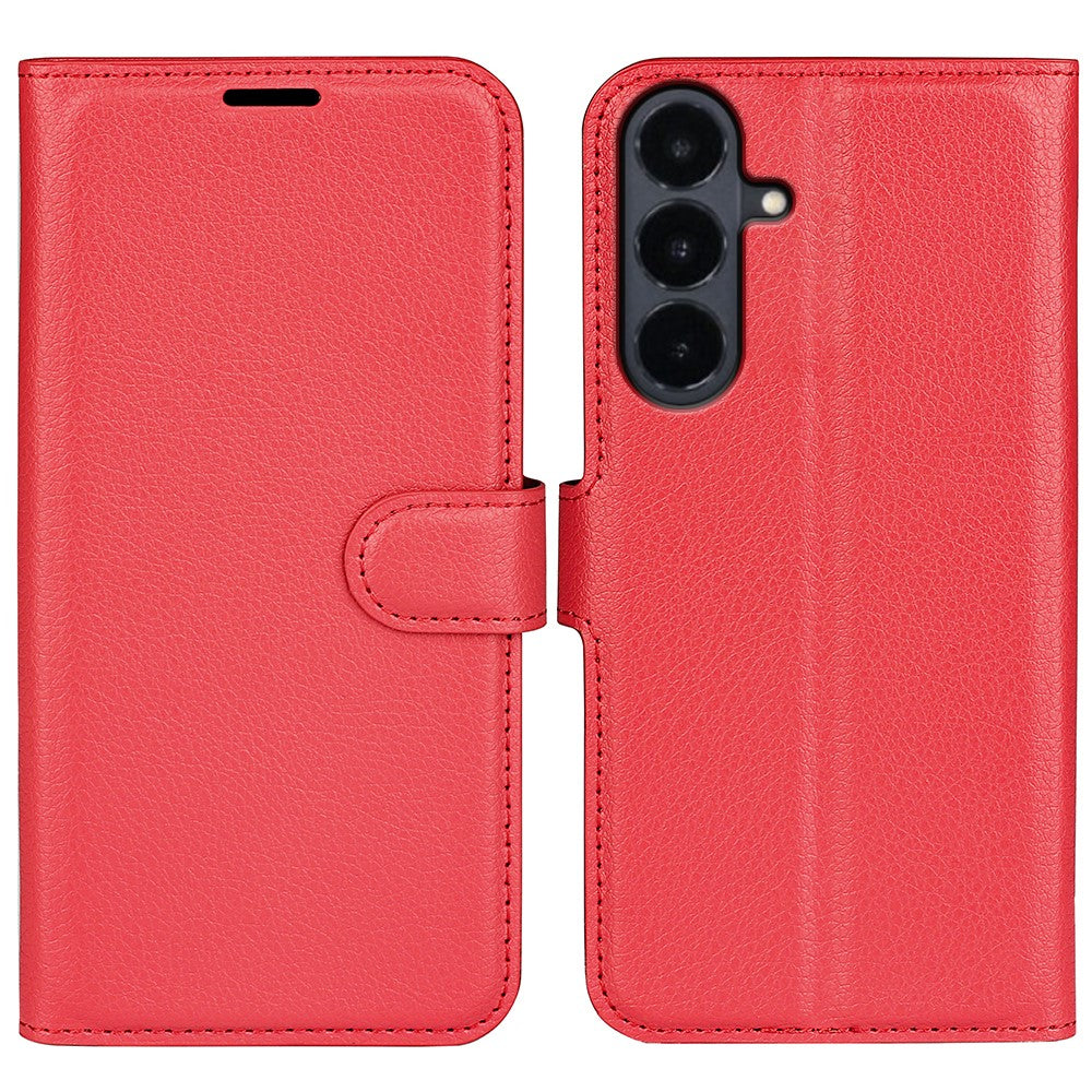 Til Samsung Galaxy S26 FE Coverpung Stativ Litchi Tekstur Stødsikkert Læder Telefoncover