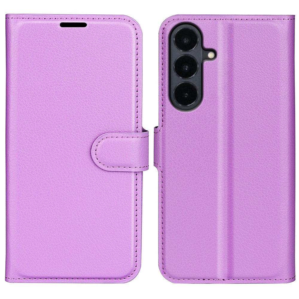 Til Samsung Galaxy S26 FE Coverpung Stativ Litchi Tekstur Stødsikkert Læder Telefoncover