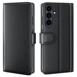 Til Samsung Galaxy S26 FE Cover i ægte splittet læder med pungstativ
