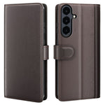 Til Samsung Galaxy S26 FE Cover i ægte splittet læder med pungstativ