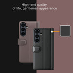 Til Samsung Galaxy S26 FE Cover i ægte splittet læder med pungstativ