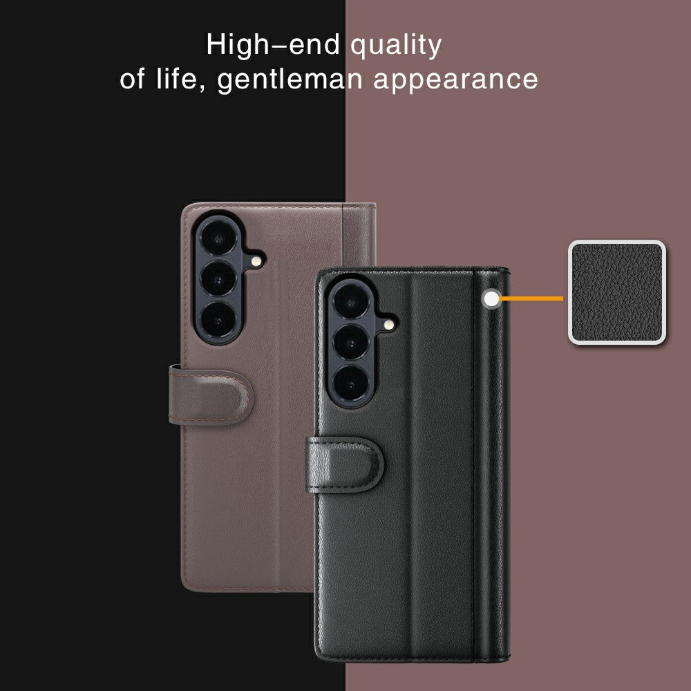 Skal i äkta splitterläder med plånboksfodral till Samsung Galaxy S26 FE