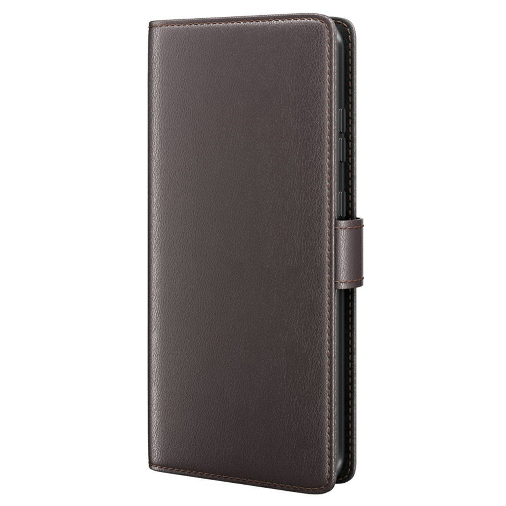 Til Samsung Galaxy S26 FE Cover i ægte splittet læder med pungstativ