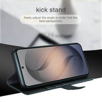 Til Samsung Galaxy S26 FE Cover i ægte splittet læder med pungstativ