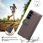 Til Samsung Galaxy S26 FE Cover i ægte splittet læder med pungstativ