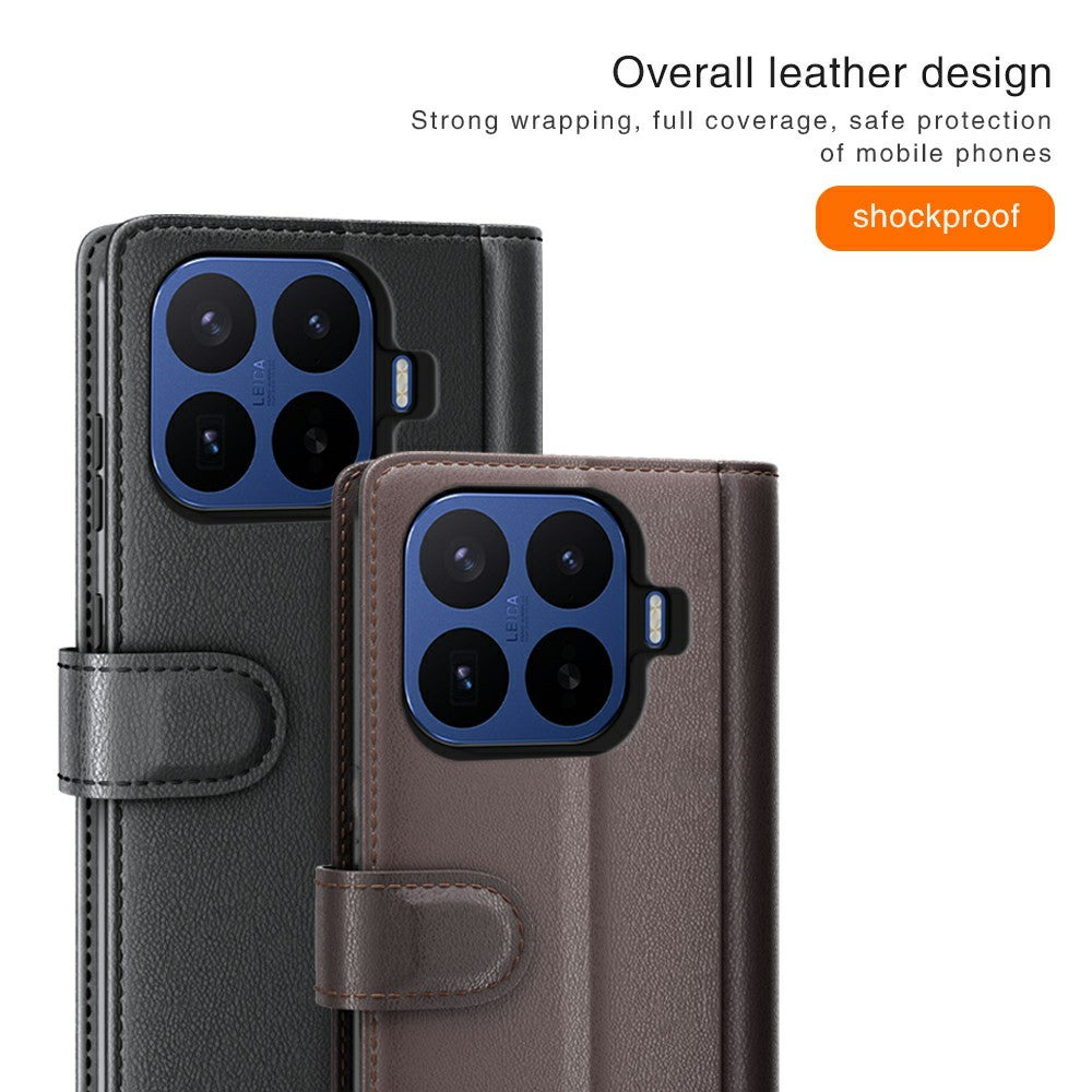 For Xiaomi 17T Pro Case Genuine Split Leather Phone Cover with Wallet Stand