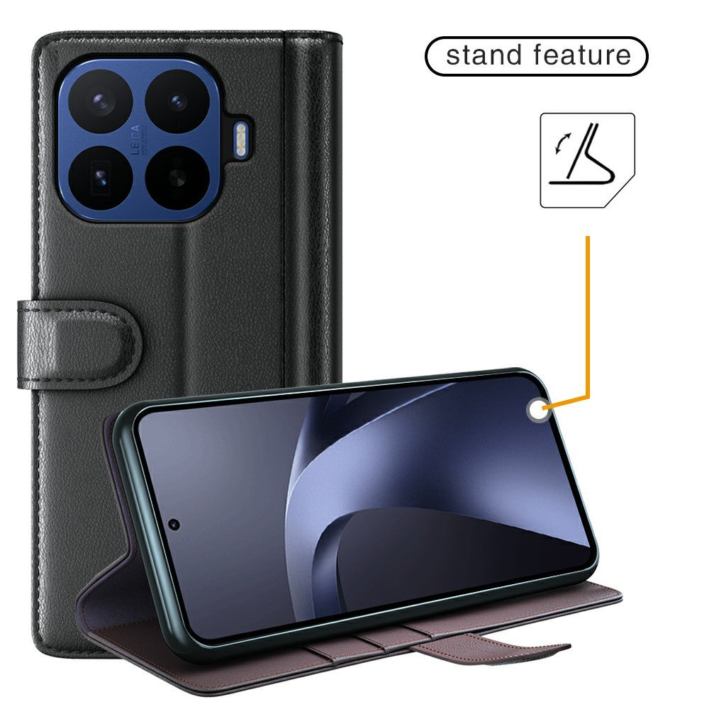 For Xiaomi 17T Pro Case Genuine Split Leather Phone Cover with Wallet Stand