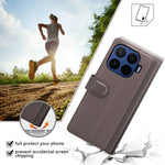 For Xiaomi 17T Pro Case Genuine Split Leather Phone Cover with Wallet Stand