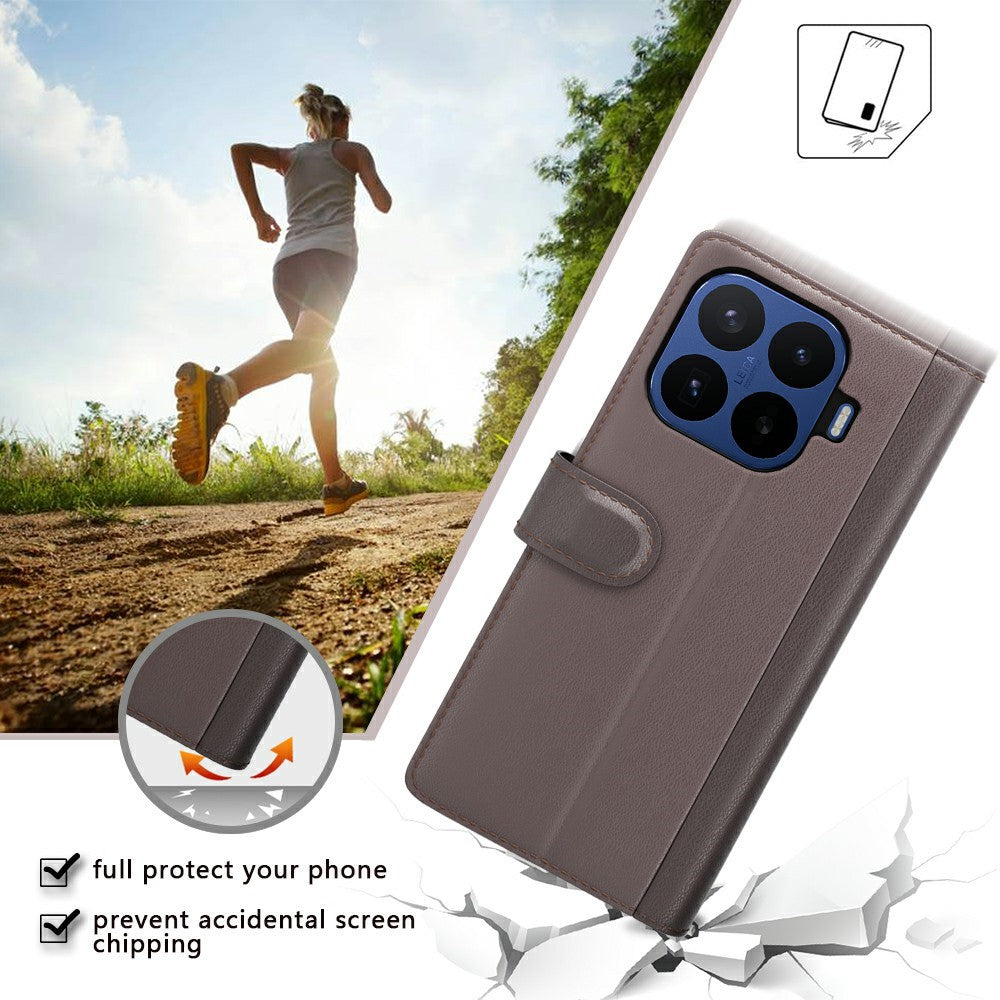 For Xiaomi 17T Pro Case Genuine Split Leather Phone Cover with Wallet Stand
