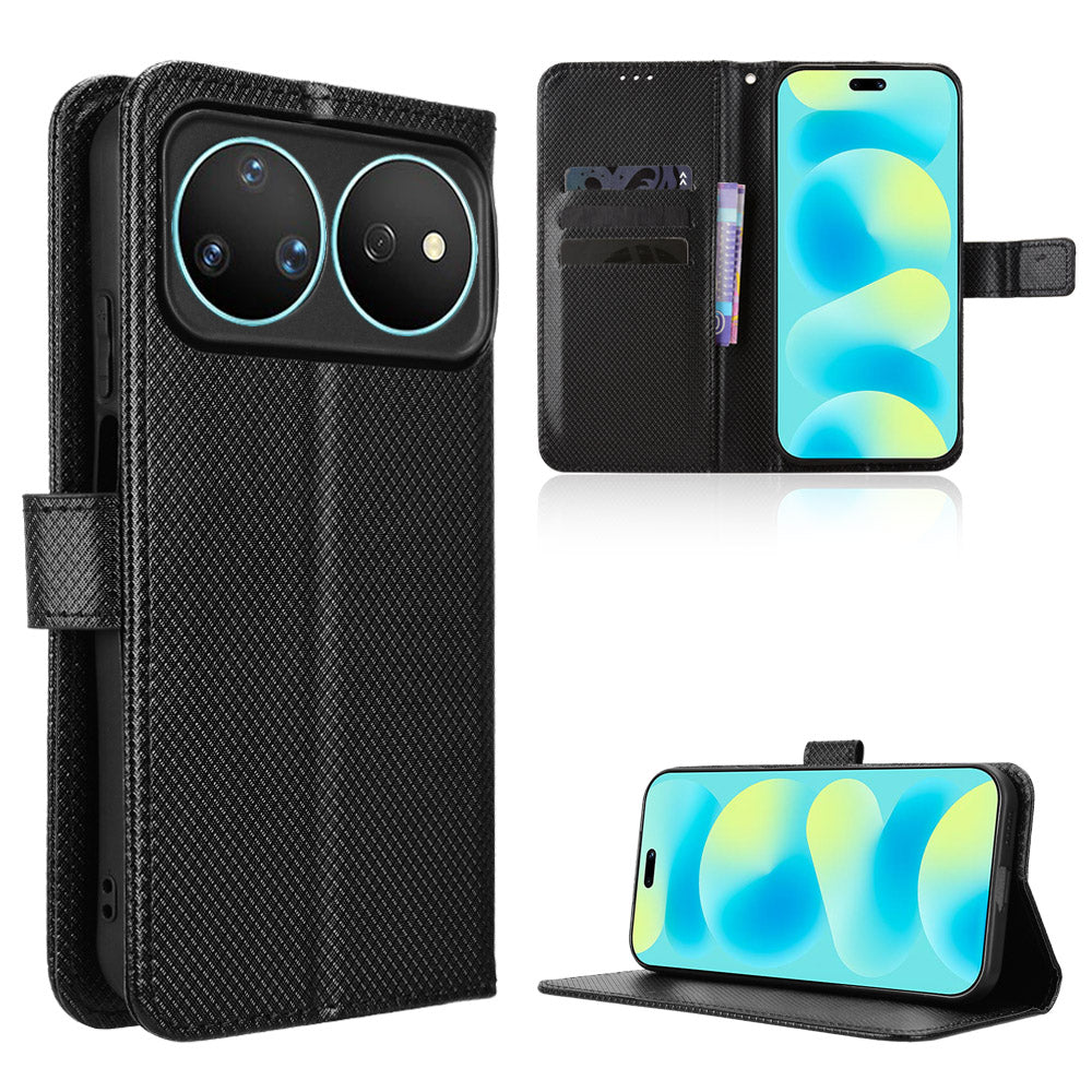 For Huawei nova 16 Pro 5G / Huawei nova 16 Ultra 5G Leather Wallet Case with Strap Diamond Texture Phone Cover