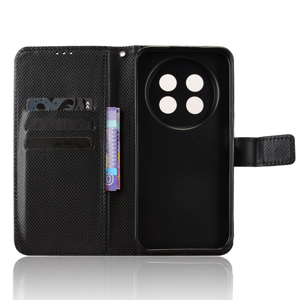 For Huawei Enjoy 90 Pro Max / Huawei nova 15 Max Leather Wallet Case with Strap Diamond Texture Phone Cover