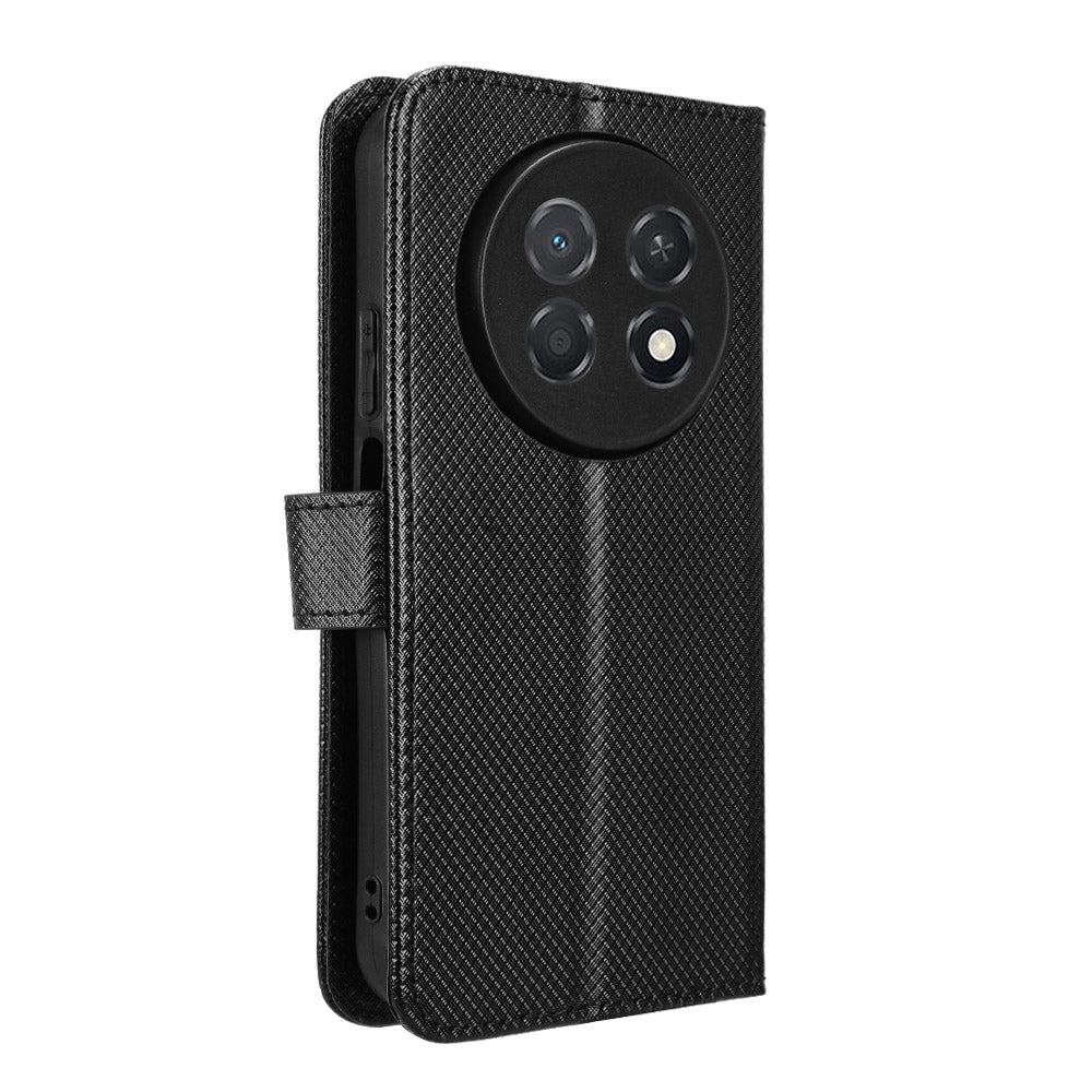 For Huawei Enjoy 90 Pro Max / Huawei nova 15 Max Leather Wallet Case with Strap Diamond Texture Phone Cover