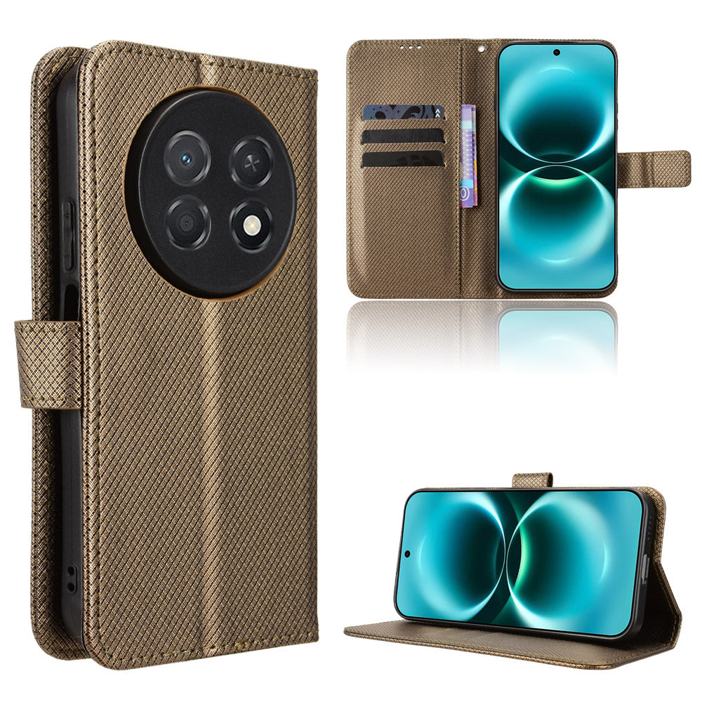 For Huawei Enjoy 90 Pro Max / Huawei nova 15 Max Leather Wallet Case with Strap Diamond Texture Phone Cover