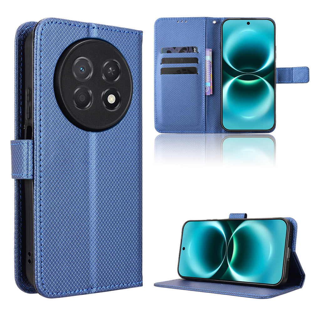 For Huawei Enjoy 90 Pro Max / Huawei nova 15 Max Leather Wallet Case with Strap Diamond Texture Phone Cover
