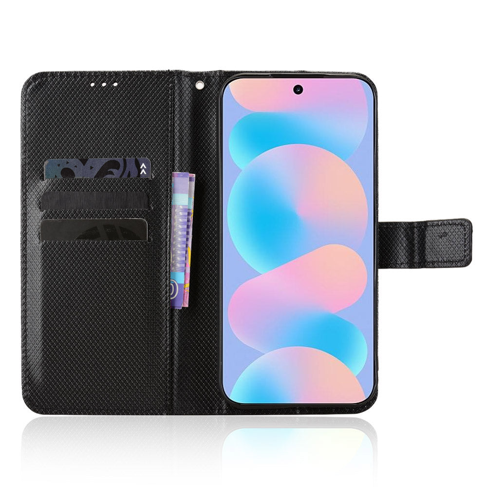 Huawei nova 16s 5G / 16 5G Läderplånboksfodral med rem Diamantstruktur mobilskal
