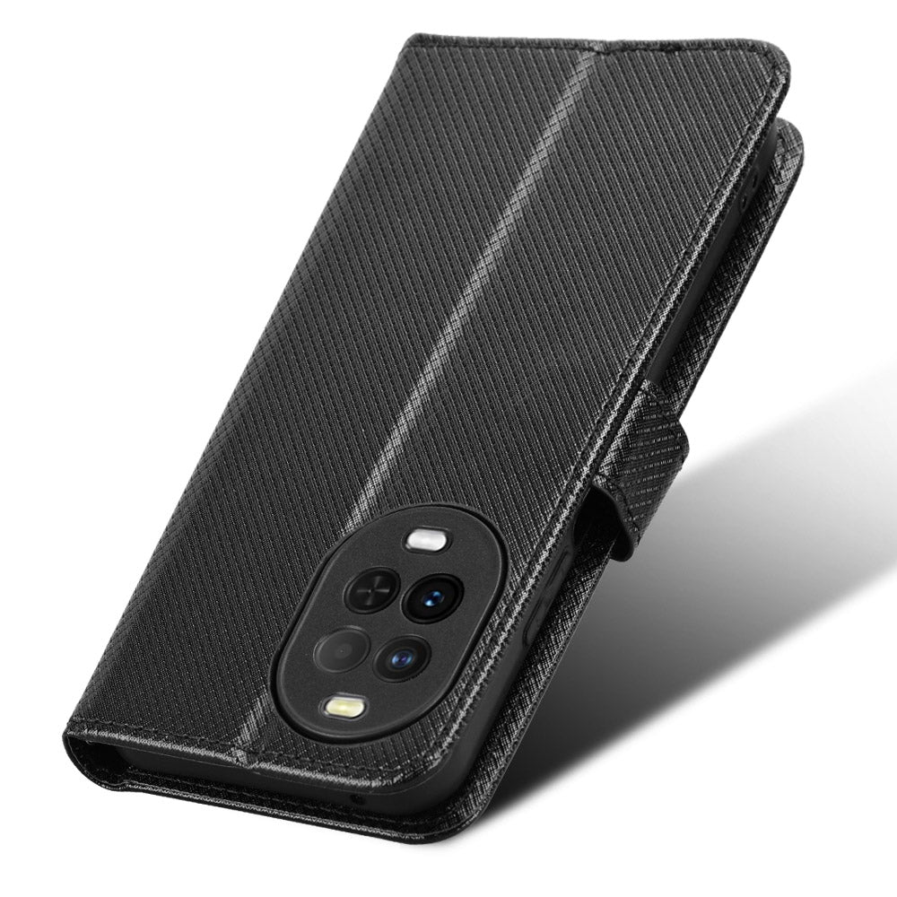Huawei Nova 16z 5G Läderplånboksfodral med rem Diamantstruktur mobilskal