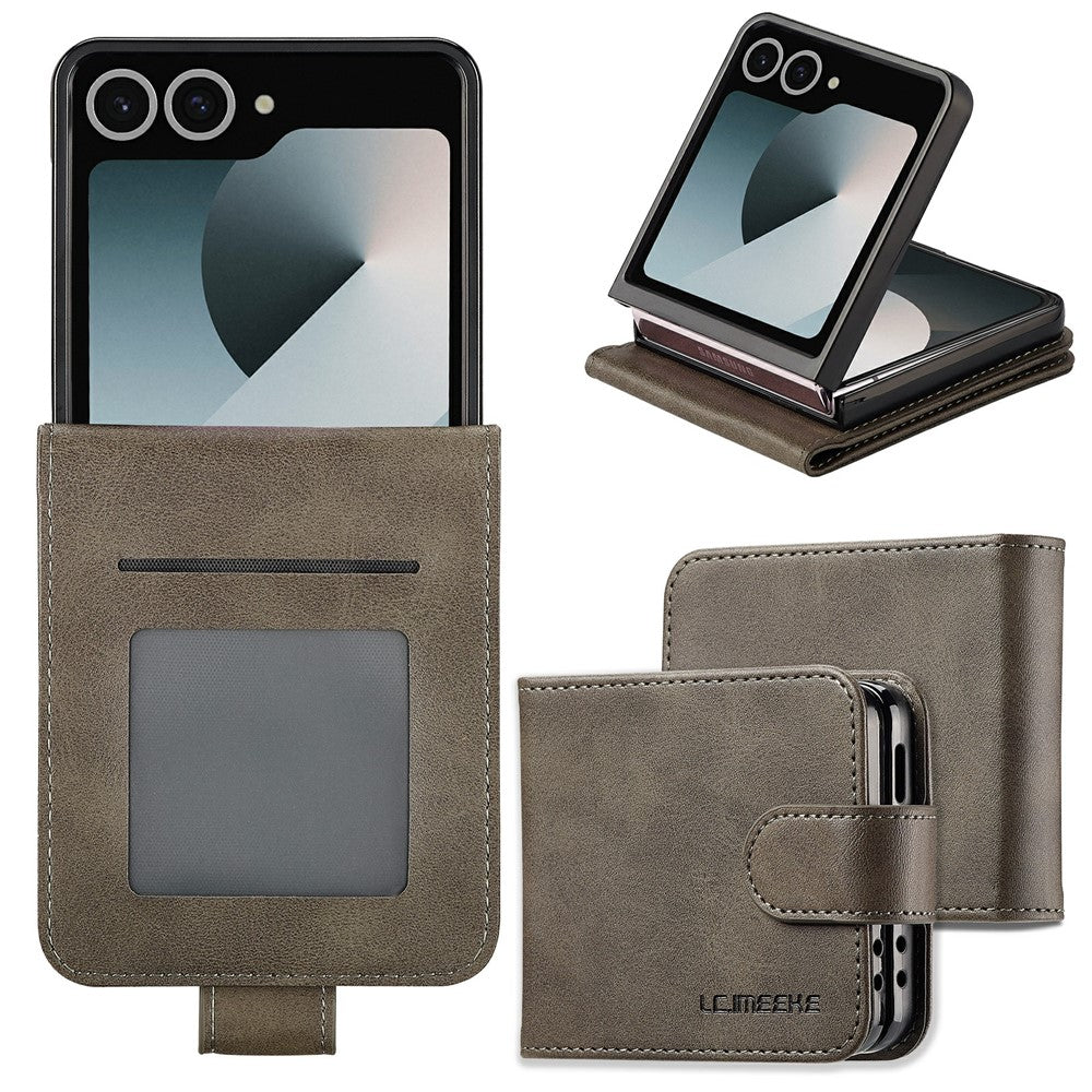 LC.IMEEKE for Samsung Galaxy Z Flip8 Case Calf Texture PU Leather Phone Cover
