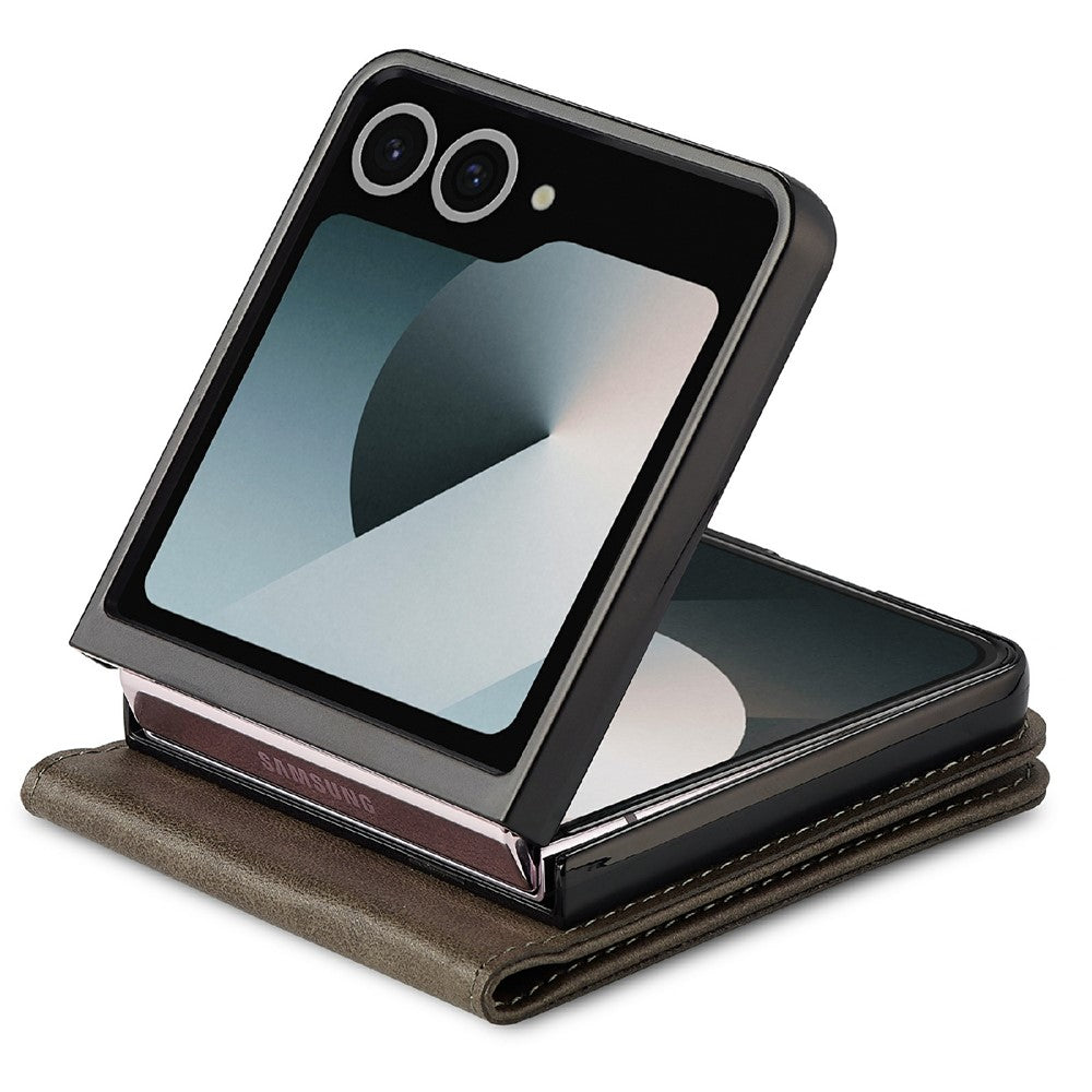 LC.IMEEKE for Samsung Galaxy Z Flip8 Case Calf Texture PU Leather Phone Cover