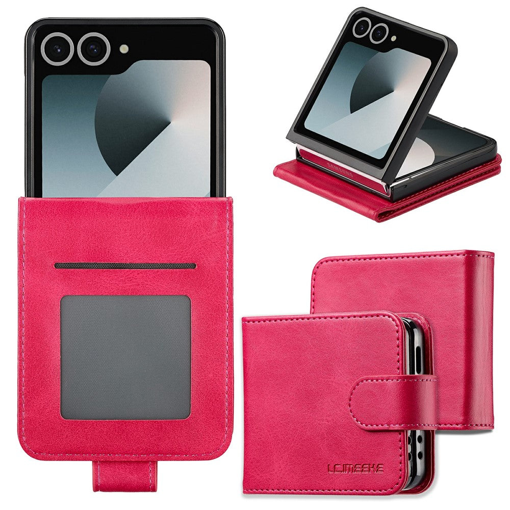 LC.IMEEKE for Samsung Galaxy Z Flip8 Case Calf Texture PU Leather Phone Cover