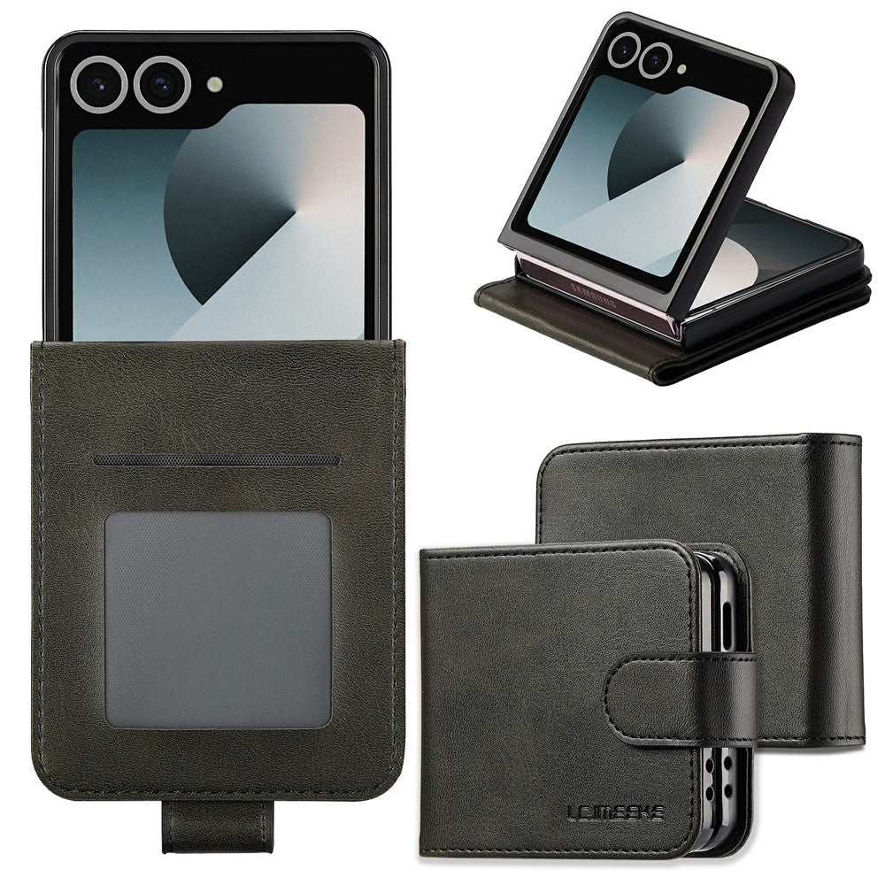 LC.IMEEKE for Samsung Galaxy Z Flip8 Case Calf Texture PU Leather Phone Cover