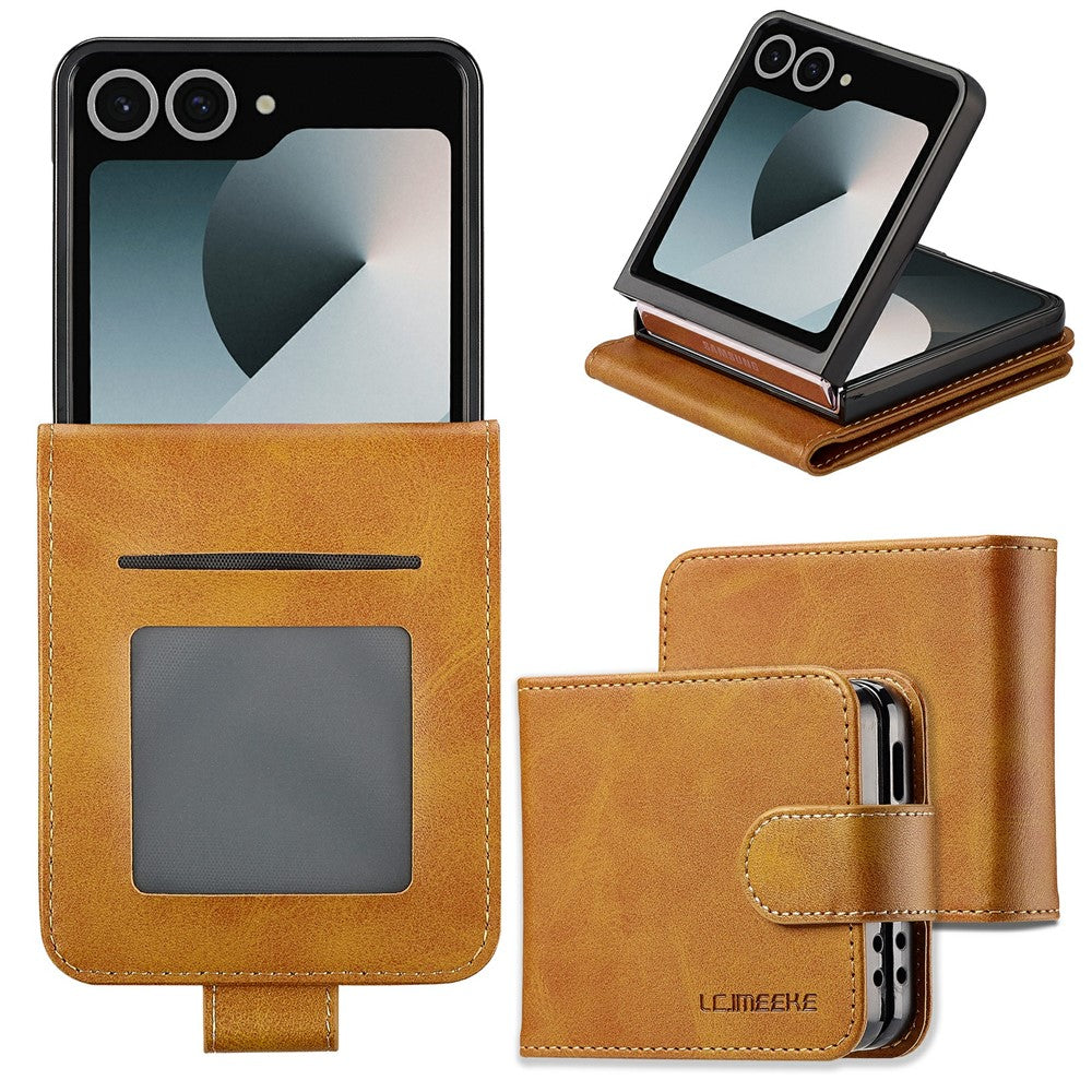 LC.IMEEKE for Samsung Galaxy Z Flip8 Case Calf Texture PU Leather Phone Cover