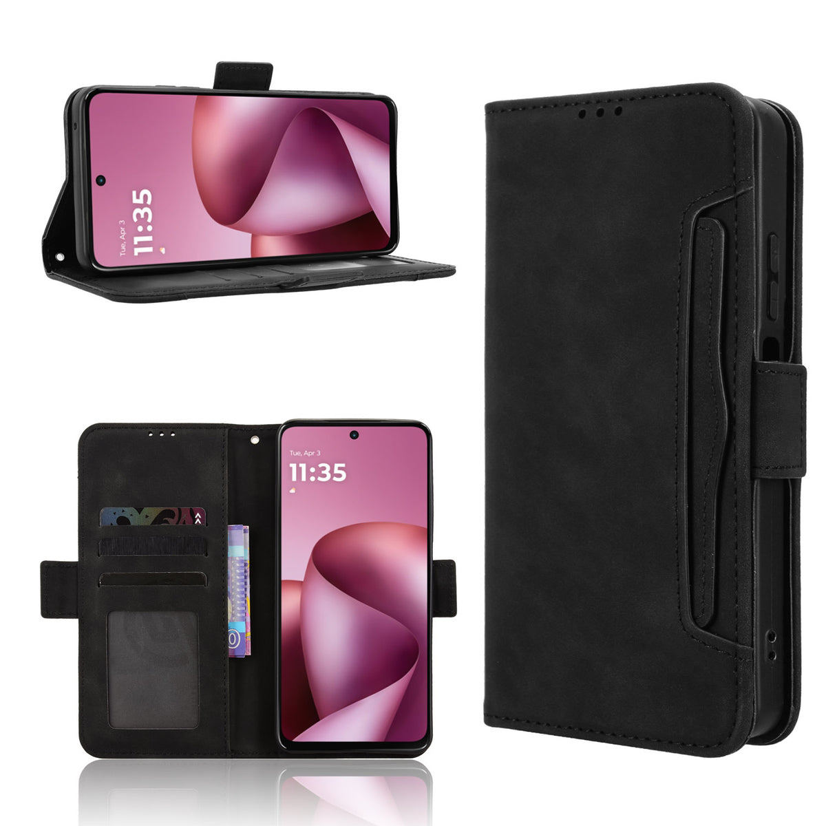 Til Motorola Moto G37 Power 5G / Motorola Moto G47 5G / Motorola Moto G37 5G Læder Cover Telefon Pung med Flere Kortlommer