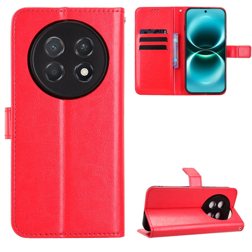 For Huawei Enjoy 90 Pro Max / Huawei nova 15 Max PU Leather Case with Strap Crazy Horse Texture Phone Wallet Cover