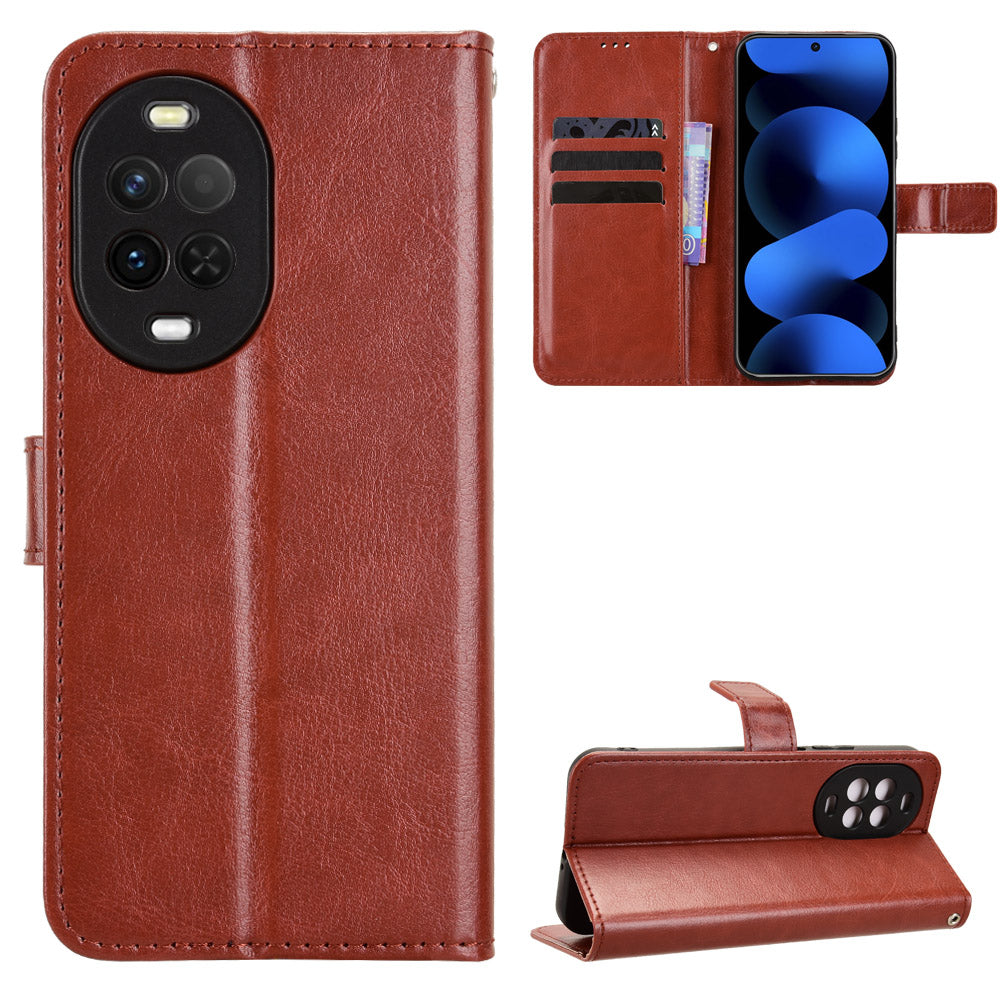 For Huawei nova 16z 5G PU Leather Case with Strap Crazy Horse Texture Phone Wallet Cover