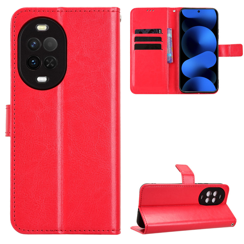 For Huawei nova 16z 5G PU Leather Case with Strap Crazy Horse Texture Phone Wallet Cover