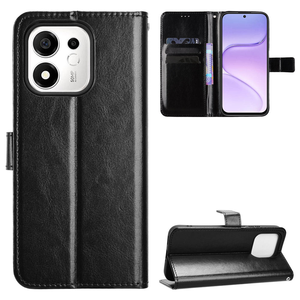 For Honor 600 Smart 5G / X7e Plus 5G PU Leather Case with Strap Crazy Horse Texture Phone Wallet Cover