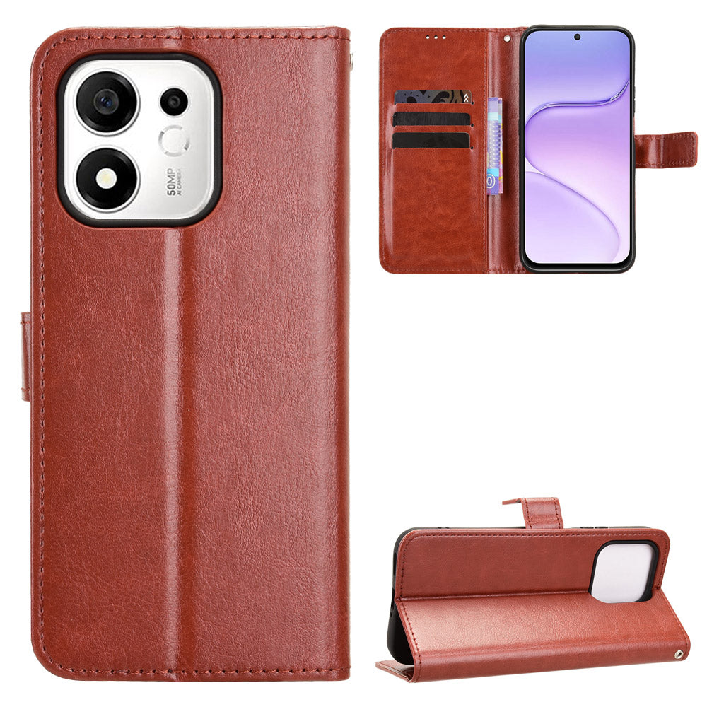 For Honor 600 Smart 5G / X7e Plus 5G PU Leather Case with Strap Crazy Horse Texture Phone Wallet Cover