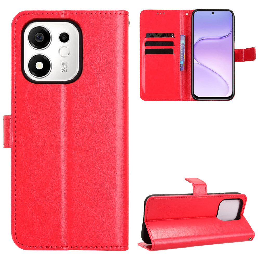 For Honor 600 Smart 5G / X7e Plus 5G PU Leather Case with Strap Crazy Horse Texture Phone Wallet Cover