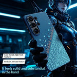 For Samsung Galaxy S24 Ultra Magnetic Case Pixel Grid Pattern Hard PC Shockproof Phone Cover