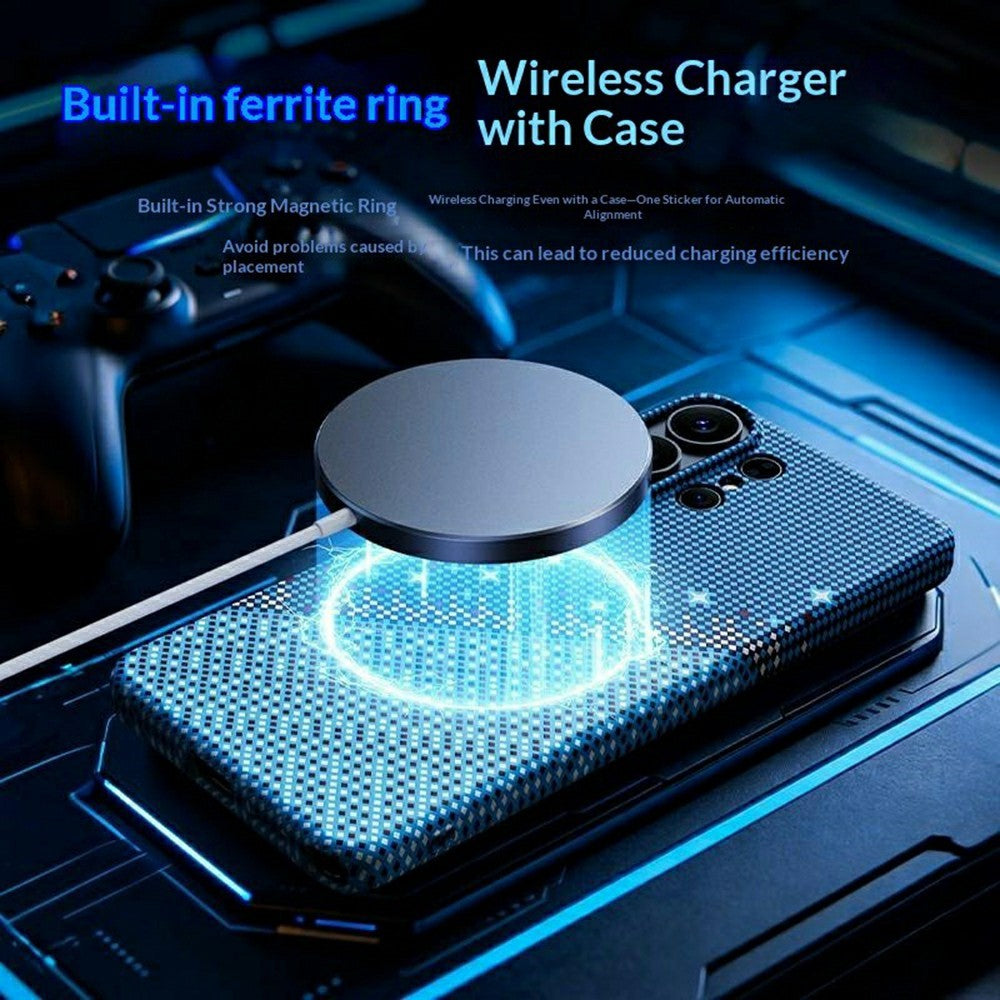 For Samsung Galaxy S24 Ultra Magnetic Case Pixel Grid Pattern Hard PC Shockproof Phone Cover
