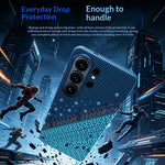 For Samsung Galaxy S24 Ultra Magnetic Case Pixel Grid Pattern Hard PC Shockproof Phone Cover