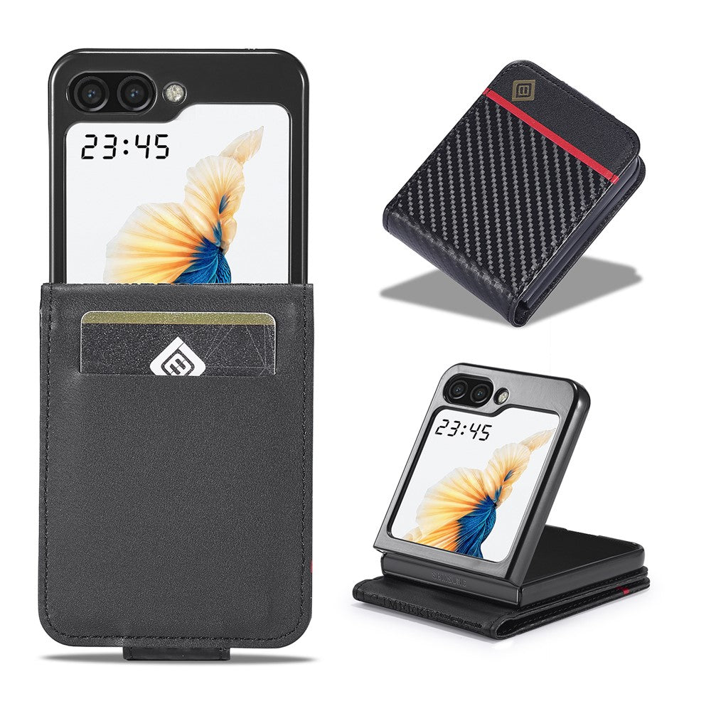LC.IMEEKE Wallet Case for Samsung Galaxy Z Flip8 Carbon Fiber Texture Leather Phone Cover
