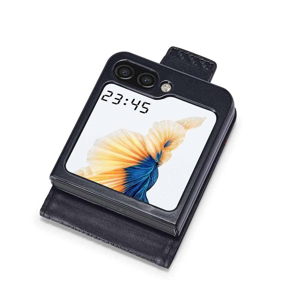 LC.IMEEKE Wallet Case for Samsung Galaxy Z Flip8 Carbon Fiber Texture Leather Phone Cover