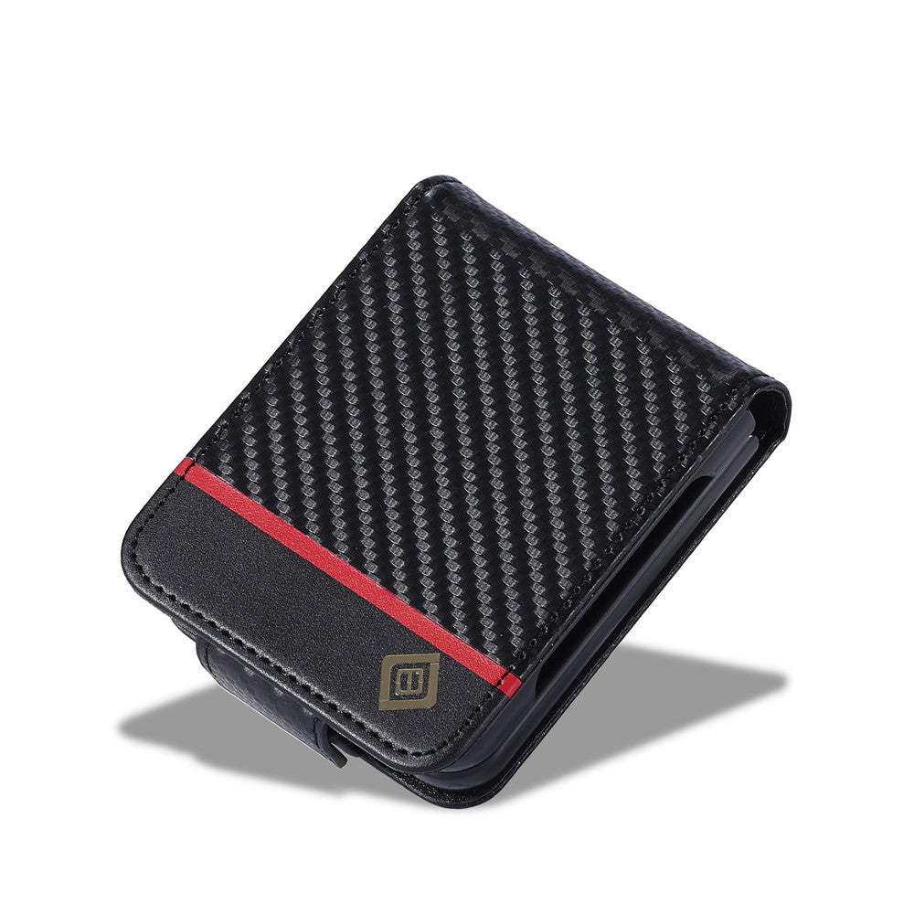 LC.IMEEKE Wallet Case for Samsung Galaxy Z Flip8 Carbon Fiber Texture Leather Phone Cover