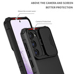 For Samsung Galaxy S23+ Kickstand PC + TPU Phone Case Slide Camera Protector Shockproof Cover