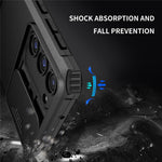 For Samsung Galaxy S23+ Kickstand PC + TPU Phone Case Slide Camera Protector Shockproof Cover