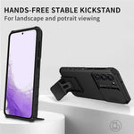 For Samsung Galaxy S23+ Kickstand PC + TPU Phone Case Slide Camera Protector Shockproof Cover