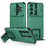 For Samsung Galaxy S23+ Kickstand PC + TPU Phone Case Slide Camera Protector Shockproof Cover