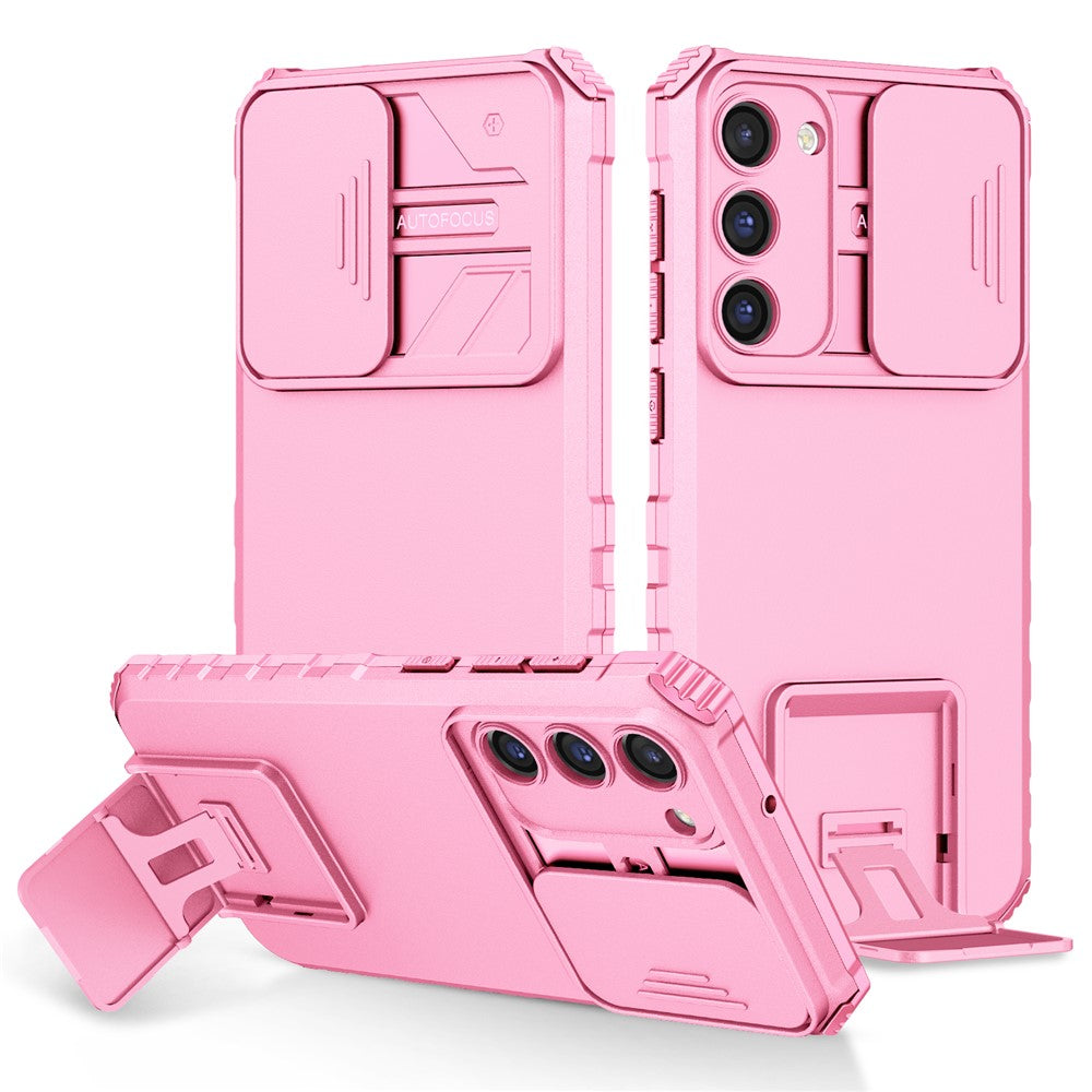 For Samsung Galaxy S23+ Kickstand PC + TPU Phone Case Slide Camera Protector Shockproof Cover
