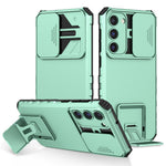 For Samsung Galaxy S23+ Kickstand PC + TPU Phone Case Slide Camera Protector Shockproof Cover
